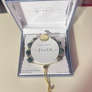 Gold Plated Green Beaded Bracelet